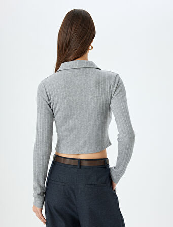 Uzun Kollu Düğmeli Slim Fit Polo Yaka Tişört