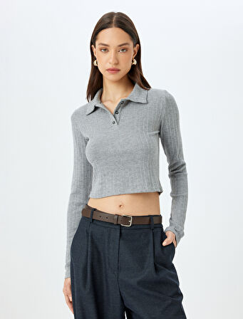 Uzun Kollu Düğmeli Slim Fit Polo Yaka Tişört