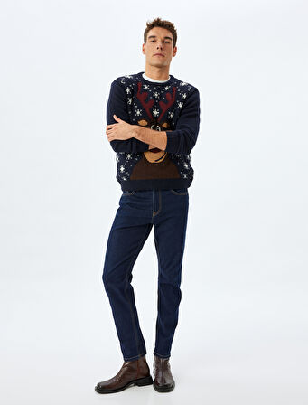 Bisiklet Yaka Triko Yılbaşı Kazağı