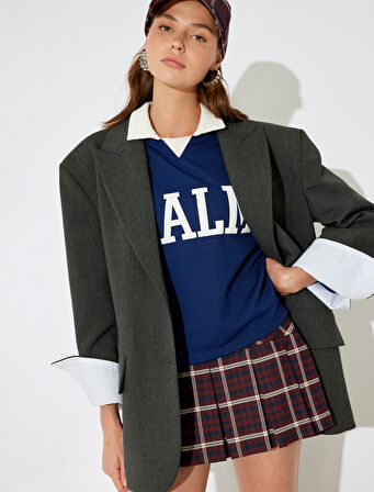 Koton X İnji - Oversize Düğmeli Vatkalı Cep Detaylı Blazer Shacket