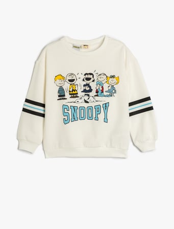 Sweatshirt Snoopy Baskılı Lisanslı Uzun Kollu Bisiklet Yaka Şardonlu