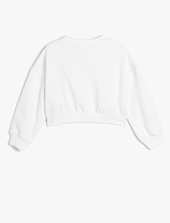 Yılbaşı Temalı Sweatshirt Uzun Kollu Kedi Baskılı Bisiklet Yaka