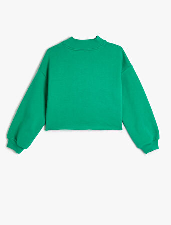 Sweatshirt Uzun Kollu Dik Yaka Yılbaşı Temalı Baskı Detaylı Pamuklu