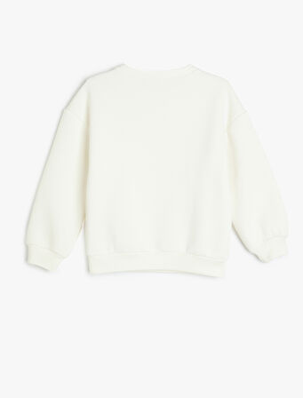 Yılbaşı Temalı Sweatshirt Uzun Kollu Köpek Baskılı Bisiklet Yaka Şardonlu