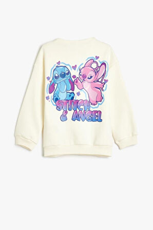 Koton Kız Çocuk Stitch Sweatshirt Lisanslı Uzun Kollu Bisiklet Yaka