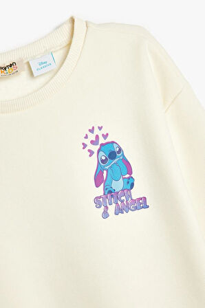 Koton Kız Çocuk Stitch Sweatshirt Lisanslı Uzun Kollu Bisiklet Yaka