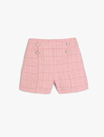 Cep Detaylı Beli Lastikli Tüvit Şort