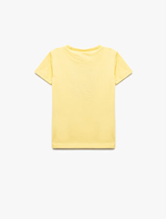 Bisiklet Yaka Pamuklu Pullu İşlemeli Kısa Kollu Tişört