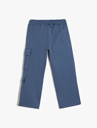 Oversize Eşofman Altı Kargo Cep Detaylı Beli Bağcıklı Pamuk Karışımlı Şardonlu