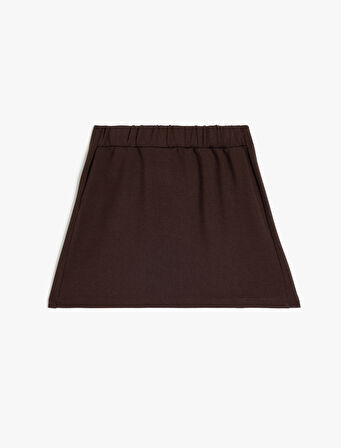 Pile Detaylı Basic Diz Üstü Etek