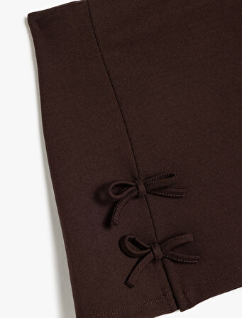 Pile Detaylı Basic Diz Üstü Etek