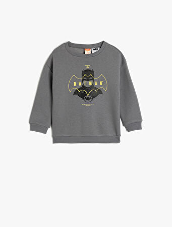 Batman Sweatshirt Lisanslı Uzun Kollu Bisiklet Yaka Pamuklu Şardonlu