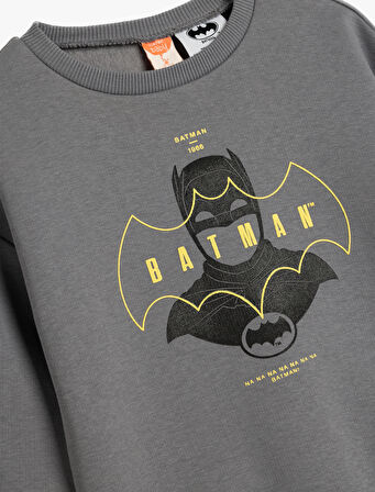 Batman Sweatshirt Lisanslı Uzun Kollu Bisiklet Yaka Pamuklu Şardonlu