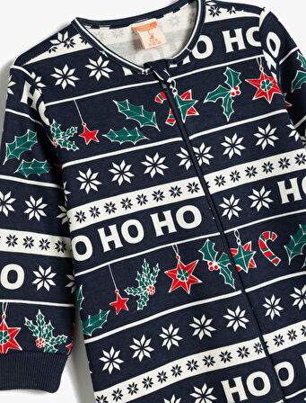 Pamuklu Uzun Kollu Yılbaşı Temalı Tulum