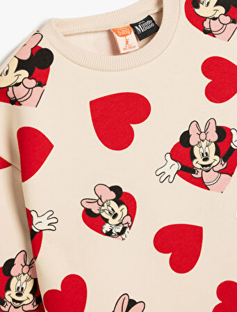 Minnie Mouse Baskılı Sweatshirt Lisanslı Pamuklu Şardonlu 