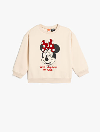 Minnie Mouse Baskılı Sweatshirt Lisanslı Pamuklu Şardonlu 