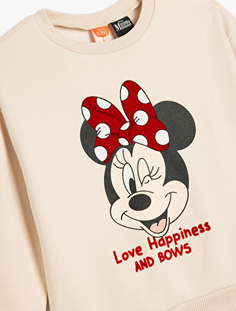Minnie Mouse Baskılı Sweatshirt Lisanslı Pamuklu Şardonlu 