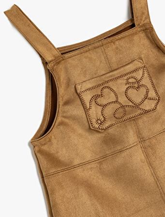 Nakış Detaylı Suni Süet Jile Elbise