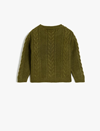 Bisiklet Yaka Uzun Kollu Çiçek Desenli Triko Kazak