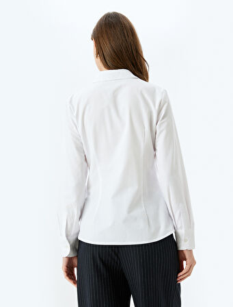 Regular Fit Pamuk Karışımlı Uzun Kollu Klasik Gömlek