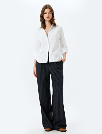 Regular Fit Pamuk Karışımlı Uzun Kollu Klasik Gömlek