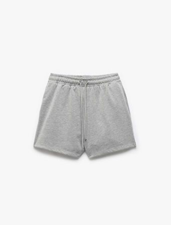 Beli Bağcıklı Nakışlı Dar Kesim Cepli Mini Şort