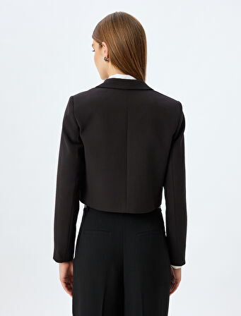 Crop Blazer Ceket Kruvaze Düğmeli