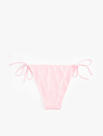 Astarlı Fitilli Floral Dokulu Yanları İpli Bikini Altı