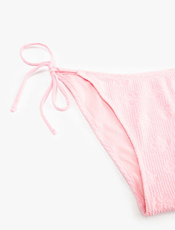 Astarlı Fitilli Floral Dokulu Yanları İpli Bikini Altı