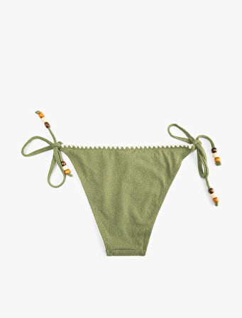 Kroşe Detaylı Boncuklu Yanları İpli Bikini Altı