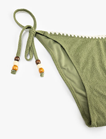Kroşe Detaylı Boncuklu Yanları İpli Bikini Altı
