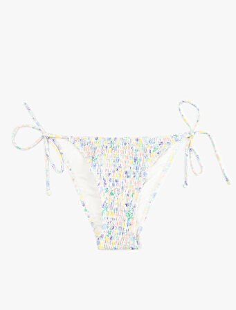 Çiçek Desenli Gipeli Yanları Bağlamalı İpli Bikini Altı