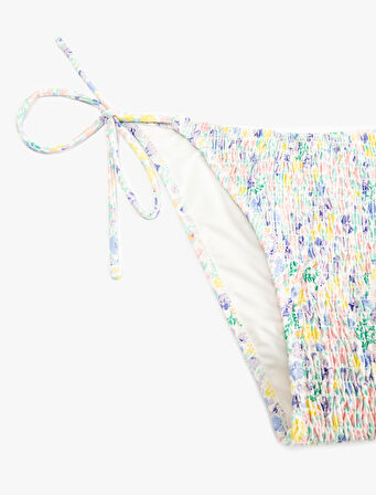 Çiçek Desenli Gipeli Yanları Bağlamalı İpli Bikini Altı