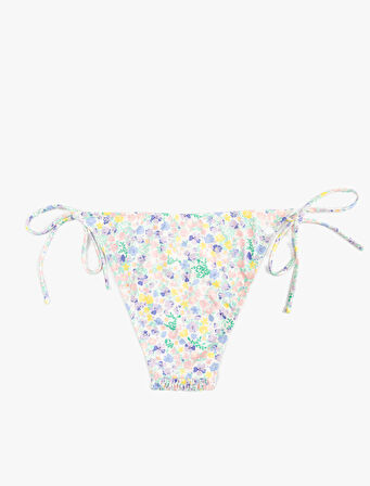 Çiçek Desenli Gipeli Yanları Bağlamalı İpli Bikini Altı