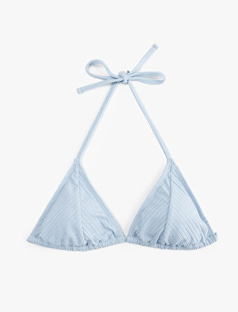 Astarlı Boyundan Bağlamalı İpli Parıltılı Üçgen Bikini Üstü