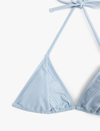 Astarlı Boyundan Bağlamalı İpli Parıltılı Üçgen Bikini Üstü