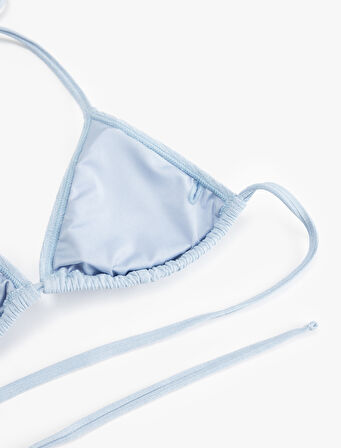 Astarlı Boyundan Bağlamalı İpli Parıltılı Üçgen Bikini Üstü