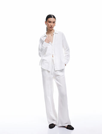 Pamuklu Uzun Kollu Oversize Müslin Gömlek