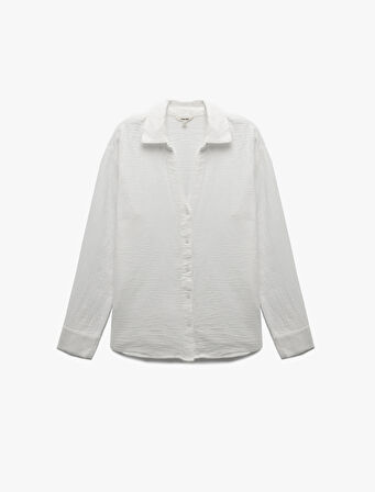 Pamuklu Uzun Kollu Oversize Müslin Gömlek