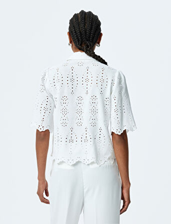 Viskon Pamuk Kumaş Kısa Kollu Crop Fistolu Gömlek