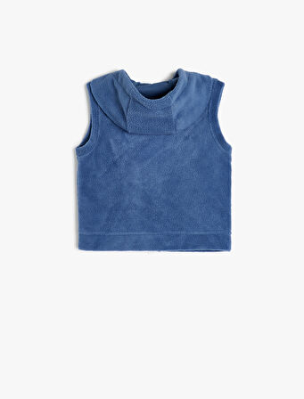 Kapüşonlu Fermuar Kapamalı Polar Yelek