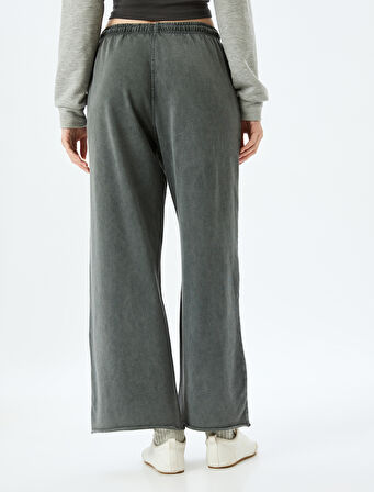 Soluk Efektli Beli Bağlamalı Pamuklu Bol Paça Eşofman Altı