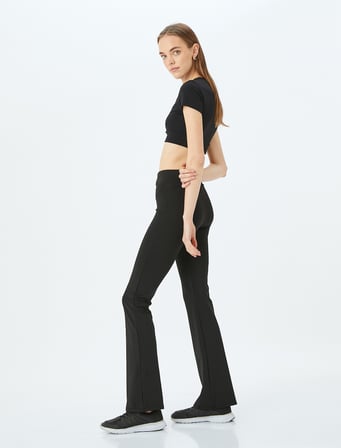 Yüksek Bel Slim Fit İspanyol Paça Spor Tayt
