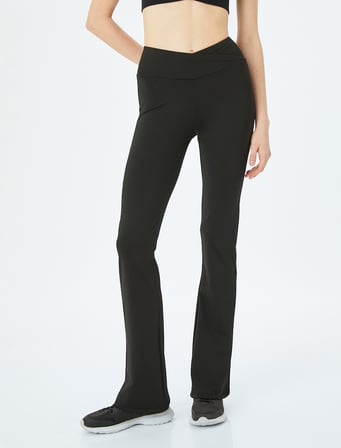 Yüksek Bel Slim Fit İspanyol Paça Spor Tayt