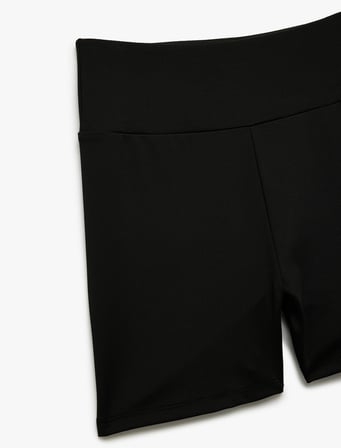 Yüksek Bel Slim Fit Biker Spor Tayt
