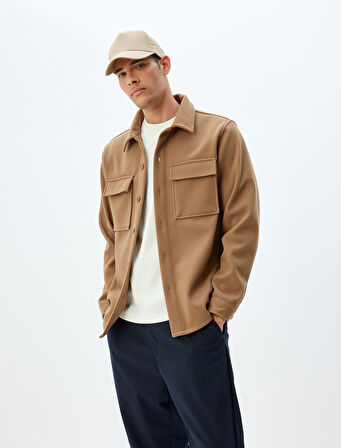 Gömlek Ceket Uzun Kollu Düğmeli Kapaklı Cep Detaylı