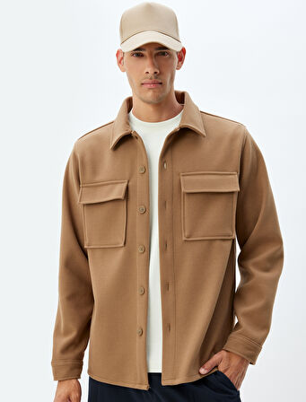 Gömlek Ceket Uzun Kollu Düğmeli Kapaklı Cep Detaylı