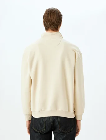 Yarım Fermuarlı Oversize Şardonlu Pamuk Karışımlı Lisanslı Snoopy Sweatshirt