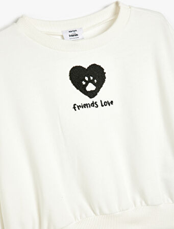 Sweatshirt Kalp Baskılı Uzun Kollu Pamuk Karışımlı