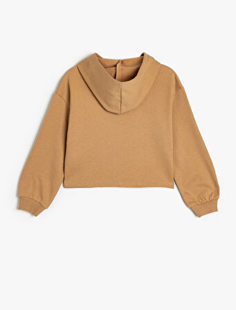 Kapşonlu Sweatshirt Köpek Baskılı Uzun Kollu Pamuklu